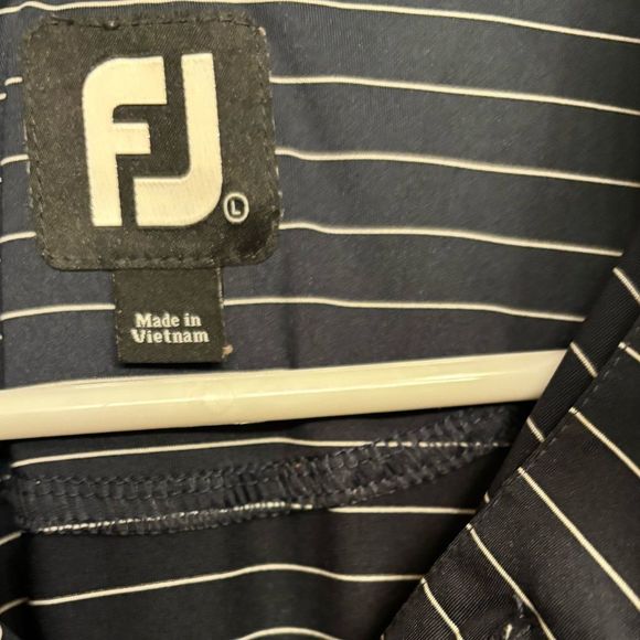 Footjoy Golf Polo Shirt Navy Stripe Mens Sz L - Picture 4 of 5